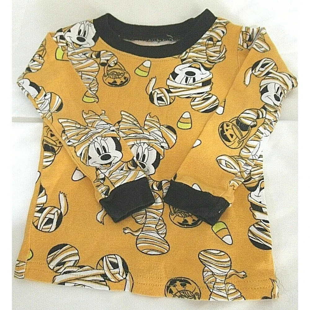 Disney Size 18M Orange Mickey & Mini Mouse 2 Piece Halloween Pajamas